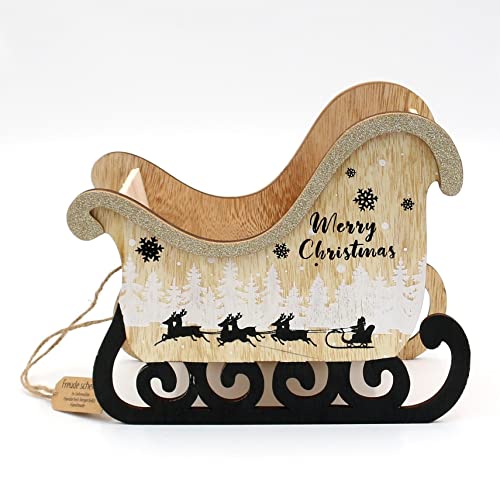 Slitta decorativa di Babbo Natale in legno, lunghezza x larghezza x...