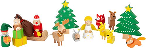 Small Foot 11749 Set da Gioco Bosco di Natale con Animali, in Legno, con Personaggi Natalizi, dai 3 Anni in su Toys