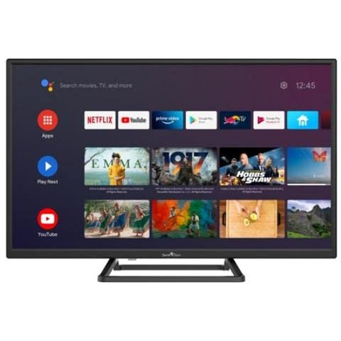 SMART TECH 32HA10T3 - Tv LED 32pollici HD Android 9.0, Quad Core, 1G 8G,DVB-T2 C S2, H.265, HDR 10, Dolby Audio, 2T2R Wi-Fi, Bluetooth, Google Assistant, Netflix YouTube Prime Video,HbbTV, Nero