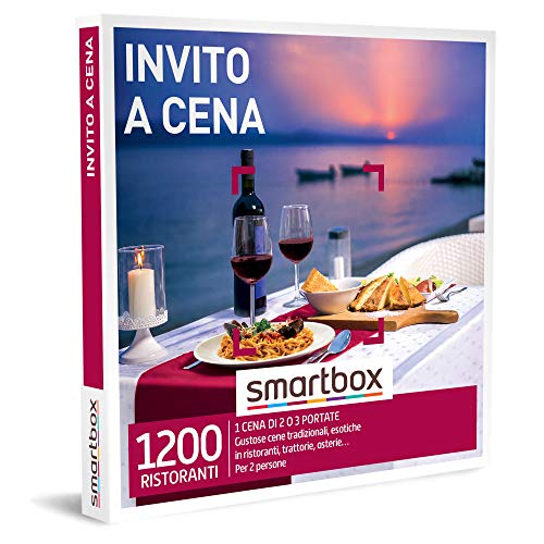 Smartbox - Cofanetto regalo Invito a cena - Idea regalo originale - 1 cena di 2 o 3 portate per 2 persone