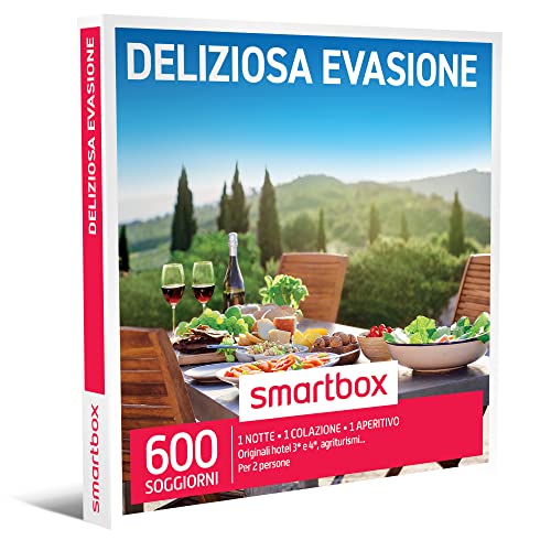 Smartbox -Deliziosa Evasione - Cofanetto Regalo Coppia, 1 Notte con Colazione e Aperitivo per 2 Persone, Idee Regalo Originale