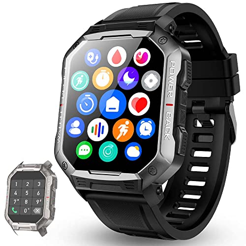 Smartwatch Uomo Chiamata Bluetooth e Risposta Vivavoce, IP67 Orologio Fitness Tracker,1,83  Full Touch Smart Watch con Cardiofrequenzimetro, SpO2, Contapassi,Notifiche Messaggi, er Android iOS Nero
