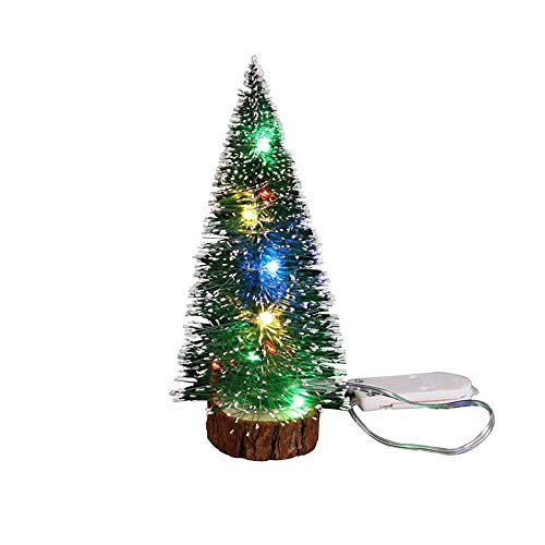 Sobotoo - Mini albero di Natale con luci, decorazione natalizia da scrivania, a batteria, per la decorazione di casa e ufficio (20 cm)