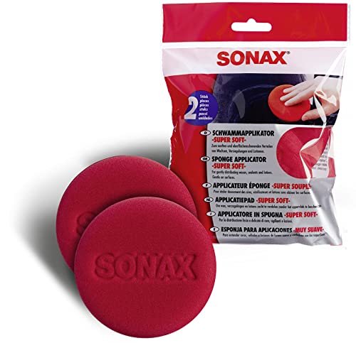 SONAX Applicatore in Spugna Super Soft per la Distribuzione Liscia e Delicata di Cere, Sigillanti e Lozioni, 2 Pezzi, Articolo Numero 04171410