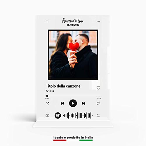 Spotify code personalizzato targa musicale personalizzata plexiglass idea regalo nome canzone artista foto compleanno fidanzati matrimonio anniversario festa mamma papà Natale