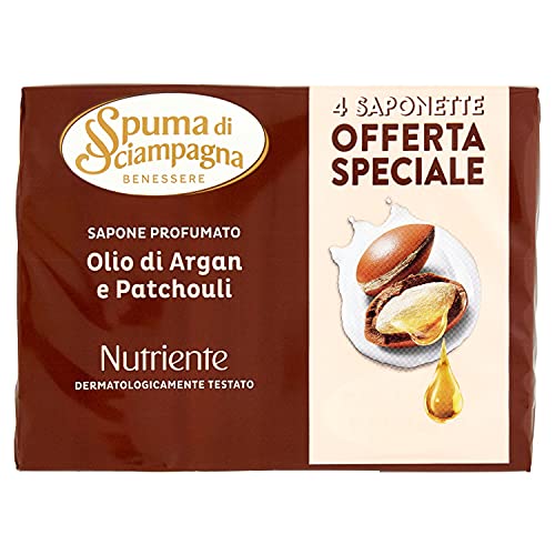 Spuma di Sciampagna Saponetta Nutriente Argan E Patchouli 4 Pezzi - 90 Gr