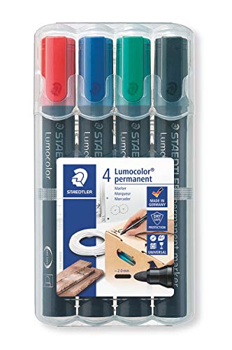STAEDTLER Lumocolor permanent marker, confezione da 4 colori, 352 WP4