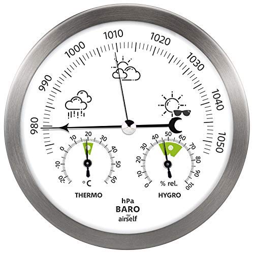 Stazione meteorologica analogica in acciaio inox - con barometro, termometro e igrometro - da interni ed esterni