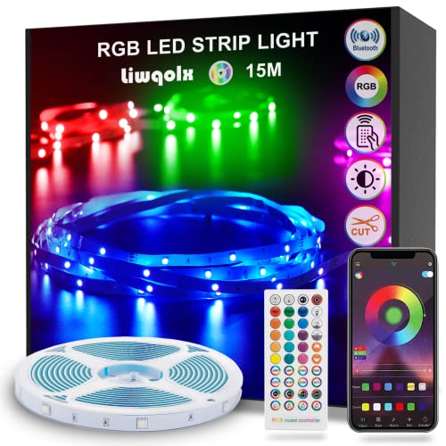 Striscia LED 15 Metri, Bluetooth RGB Smart Strisce LED 15M con Tele...