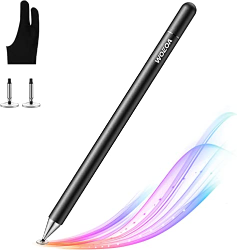 Stylus Penna,WOEOA Penna Touch Pennino Tablet Penna per iPad Tablet Punta Fine Universale con Artist Guanto per iPad,iPhone,Smartphone,Touchscreen e Tablet (Nero)