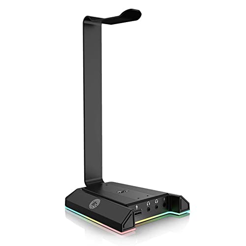 Supporto per cuffie da gioco EKSA, supporto per cuffia per cuffie RGB in alluminio con caricatore USB Audio surround 7.1 e porta da 3,5 mm adatta per i giocatori Regali Accessori da gioco da scrivania