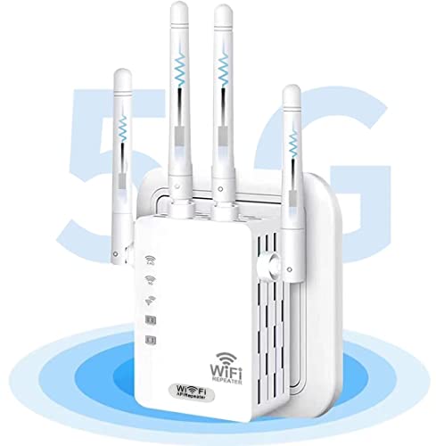 SUWEN Ripetitore WiFi, Extender WiFi 1200Mbps Dual Band 5GHz 2.4GHz, Ripetitore WiFi Potente Wireless con 4 * 3dBi Antenne 1 Porta Ethernet, Amplificatore WiFi supporta modalità AP Ripetitore Router