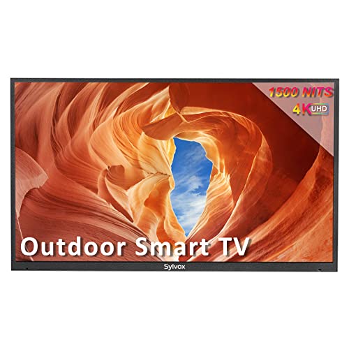 SYLVOX 55  Smart TV, UHD 4K TV da Esterno IP55 Impermeabile 1500 nits Alta luminosità, HDR Tuner DVB-T T2 S2, Netflix, Prime Video, YouTube, WiFi, Bluetooth, TV per Esterno Giardino Cortile