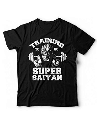 T-Shirt Training to Go Super Sayan - Maglietta Palestra Goku Vegeta (XXL, Nero)