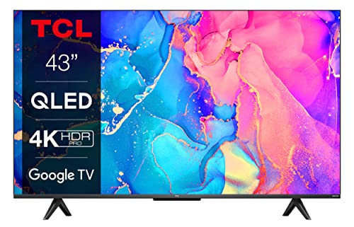 TCL 43C639 TV 43” QLED, 4K Ultra HD HDR, Google TV, Dolby Vision & Atmos, sistema audio Onkyo, controllo vocale Hands-Free, compatibile con Assistente Google & Alexa