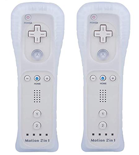 TechKen Telecomando con Motion Plus, Nunchuk e Cinturino da Polso in Silicone per Wii Wii u (Bianca)