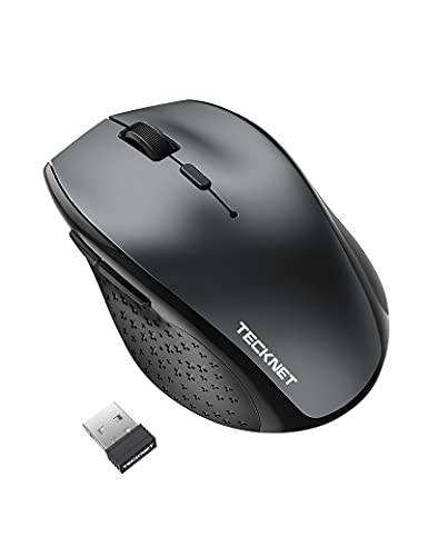 TECKNET Mouse Bluetooth Wireless, Mouse Wireless Tri-Mode (BT 5.0 3.0+2.4Ghz) con Nano Ricevitore, Mouse Computer con 6 Livelli DPI Regolabili e 6 Pulsanti per PC, Laptop, Windows, MacBook