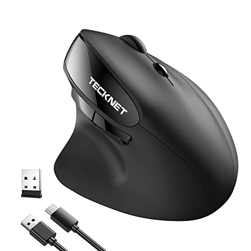 TECKNET Mouse Verticale Ricaricabile,Mouse Ergonomico Wireless 2400...