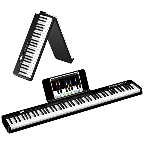 TERENCE Pieghevole Pianoforte Digitale 88 Tasti semi-pesati con batteria da 1800 mAh e interfaccia MIDI USB e supporto per spartiti Bluetooth Borsa adesiva Cavo audio Auricolari Pedale sustain