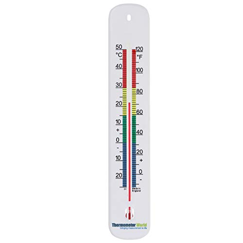 Termometro da parete, 215 mm, con codice colore, prodotto nel Regno Unito, per casa, ufficio, giardino o serra, per interni ed esterni