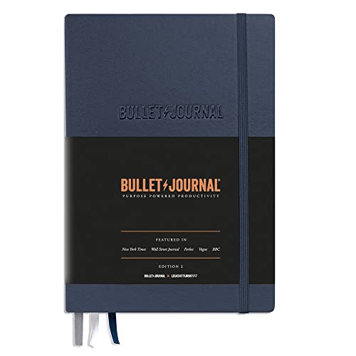 The Official Bullet Journal Edition 2 – Medio (A5) – Notebook perfetto per BuJo, 204 pagine di carta da 120 g m², con guida tascabile Bujo (blu22)