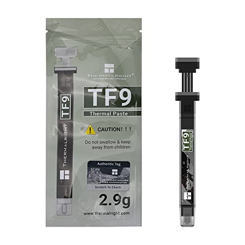 Thermalright TF9 2.9g Pasta Termica per dissipatore di Calore ad Alte Prestazioni a Base di Carbonio per Tutti i radiatori, Materiale di interfaccia Termica, Elevata Durata (TF9 2.9g)