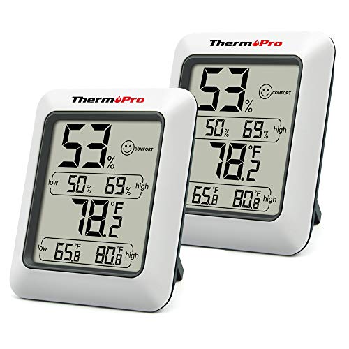 ThermoPro TP50 2 Pezzi Igrometro Termometro Digitale Misuratore di umidità e Temperatura Interno Termoigrometro Professionale per Misura Casa Ambiente