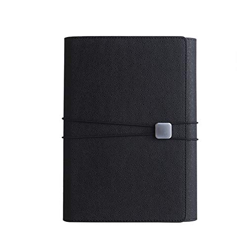 ThreeH Notebook con copertina rigida in pelle PU con supporto per telefono a penna Blocco note A5 Notebook multifunzione Nero
