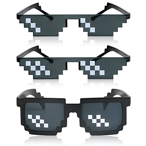 Thug Life - Occhiali da sole da uomo, donna in vetro, 8 bit pixel, mosaico, foto puntelli unisex giocattolo per occhiali da sole - nero, nero