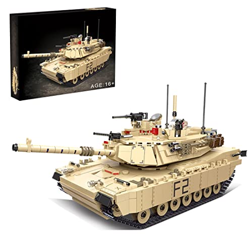 Thumb Technik WW2 - Set di 1389 pezzi con carro armato militare M1A2 Abrams, compatibile con Lego COBI Technic