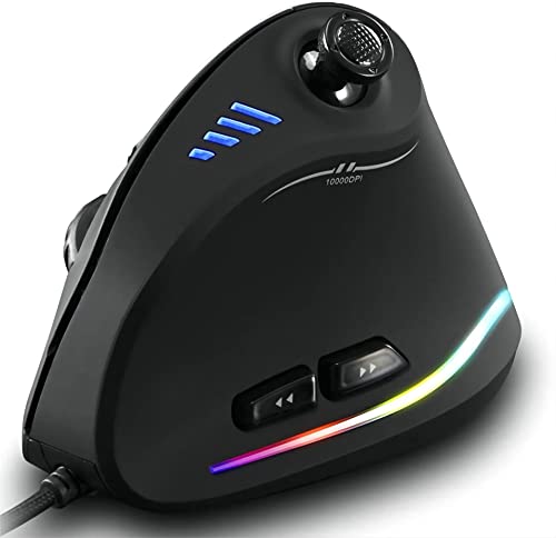 TKMARS Mouse Verticale, con Rocker 11 Pulsanti Programmabili Mouse Gaming, 10000 DPI Regolabile, per PC   Mac   ‎Laptop, Mouse Ergonomico Verticale per Diminuire Il Male al Polso