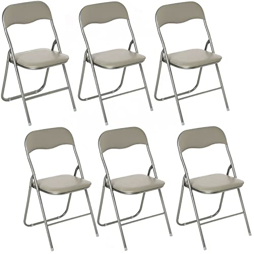 Toilinux.com Set di 6 sedie pieghevoli in PVC, colore: tortora