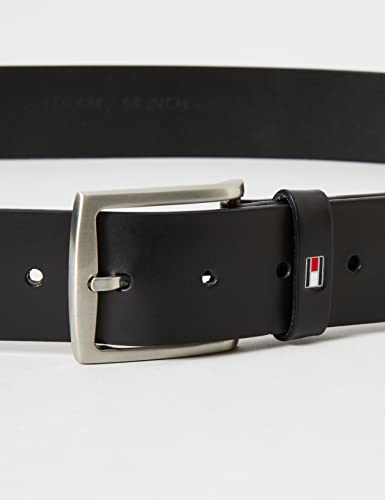 Tommy Hilfiger Cintura Uomo New Denton Belt 4.0 in Pelle, Nero (Bla...