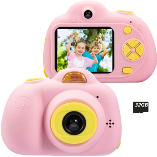 ToyZoom Macchina Fotografica per Bambini, Selfie Fotocamera Digitale per Bimbi Bambine Videocamera Regali Giochi per Ragazze Ragazzi 3-10 Anni 2” LCD 1080P HD, 15.0 MP, Scheda 32G Inclusa (Rosa)