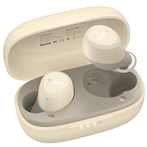 TOZO A1 Mini Wireless Auricolari Bluetooth 5.3 in Ear Cuffie leggere Microfono incorporato Cuffie con connessione a lunga distanza Immersive Premium Sound (Compatibili per l orecchio piccolo),Cachi