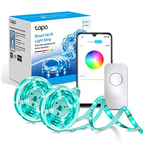 Tp-Link Tapo L900 Striscia Led Smart Wi-Fi, Controllo Vocale Compatibile Con Alexa, Google Assistant E Apple Home, 2 Confezioni Di Tapo L900-5, Multicolore 5m X 2, ‎500 x 3 x 0.2 cm; 110 grammi