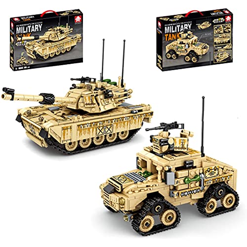TRCS Tecnica 2 in 1, mattoncini da costruzione militari, 836 pezzi, tipo 99, carro armato, giocattolo per bambini e adulti, compatibile con Lego Technic