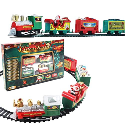 Treno di Natale,Set Natalizio di Binari,Treno con vagoni Animati e binari Trenino Natalizio sotto Albero 3in1 Locomotiva per Regali di Natale Decorazioni Natalizie Treno Classico