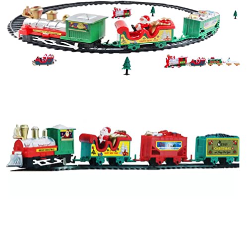 Treno elettrico di Natale,decorazione natalizia,Elettrico Classico Locomotiva a Vapore,treno con vagoni animati e binari,Mini Trenino Natalizio Regalo per Bambini natalizio