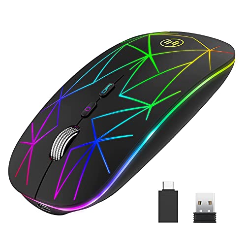 Uiosmuph U8 Bluetooth Mouse Wireless, Ricaricabile Mouse Senza Fili Silenzioso 1600 Dpi Mini Mouse Per Notebook, PC, Laptop, Linux, Macbook (Nero)