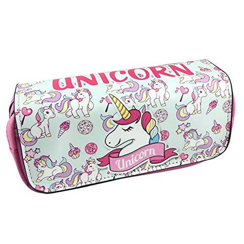 Unicorno Astuccio Portamatite Grande - Durevole Pencil Case con Cerniere Zip, Astuccio Scuola per Bambini Ragazze, Caso Matita Custodia Cosmetica di Grande Capacità (Unicorno rosa)