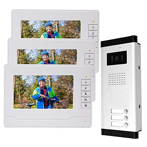 uoweky Kit Sistema Citofono Controllo Accessi Wired 7 Monitor Videocitofono Citofono Campanello per Casa Sppartamento (3 monitor 1 telecamera)