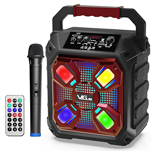 VeGue Sistema PA portabile Bluetooth 6  Karaoke Machine con wireless microfono,effetto luce DJ, PA Speaker supporto TF Card USB AUX, Ideale per il karaoke di casa, festa（VS-0606）
