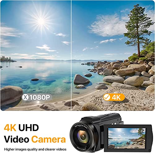 Videocamera 4K, 48MP WiFi Vlogging Camera, Videocamera con IR Visio...