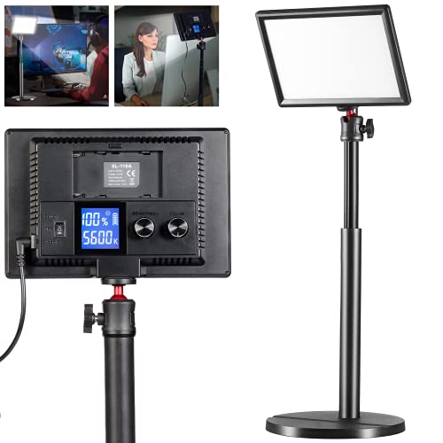 VIJIM Lampada da scrivania con base per cellulare, lampada per studio fotografico, LED CRI 95+ 3200K-5600K, dimmerabile 0-100% per videoconferenze Tiktok Live Game Streaming