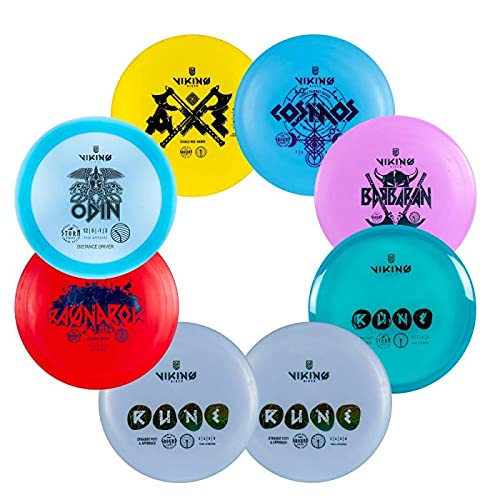Viking Discs Starter Disc Golf Set – 8 Dischi Frisbee per Ogni Distanza, Approvati PDGA – Funsport all aperto per Adulti e Bambini – Putter, Mid-Range, Fairway Driver, Distance Driver