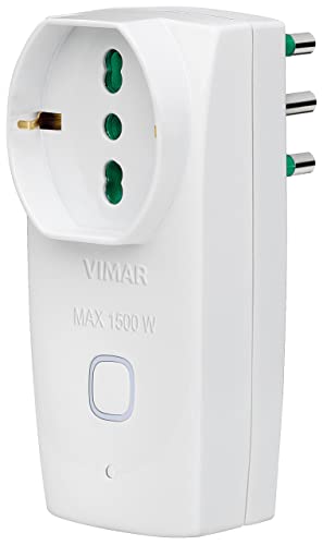 Vimar 00335.B Presa smart WiFi, adattatore multiplo compatibile con Alexa e Google home, spina 16A, presa 16A universale, controllo vocale e remoto con App View