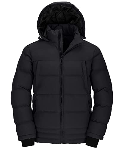 Wantdo Parka da Esterno Spessa a Vento Coat Hood Warm Windproof Overcoat Work Winter Giacca Pesante Idrorepellente Uomo Nero M