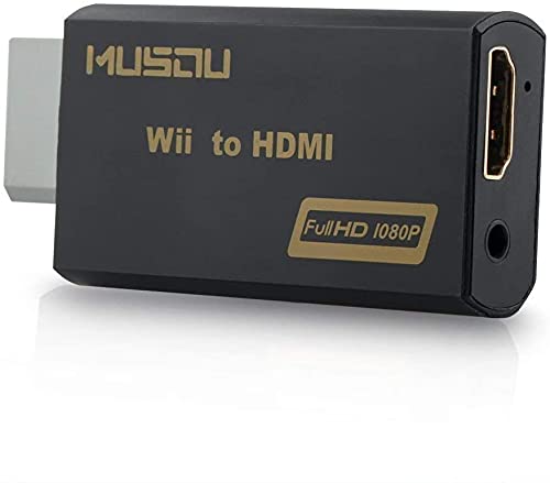 Wii a HDMI Adattatore, Musou Convertitore Wii 2 HDMI 1080P Video con Jack da 3,5 mm Audio Ingresso e Uscita per Tutte le Modalità di Visualizzazione Wii U Nintendo,Giochi,Proiettore,TV