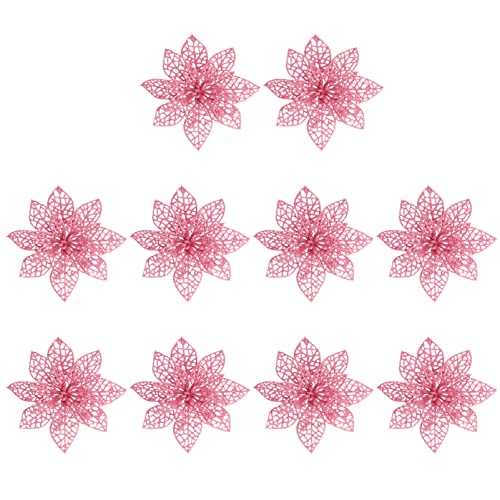 WINOMO Fiori artificiali per la decorazione albero di natale Fiori glitter in rosa